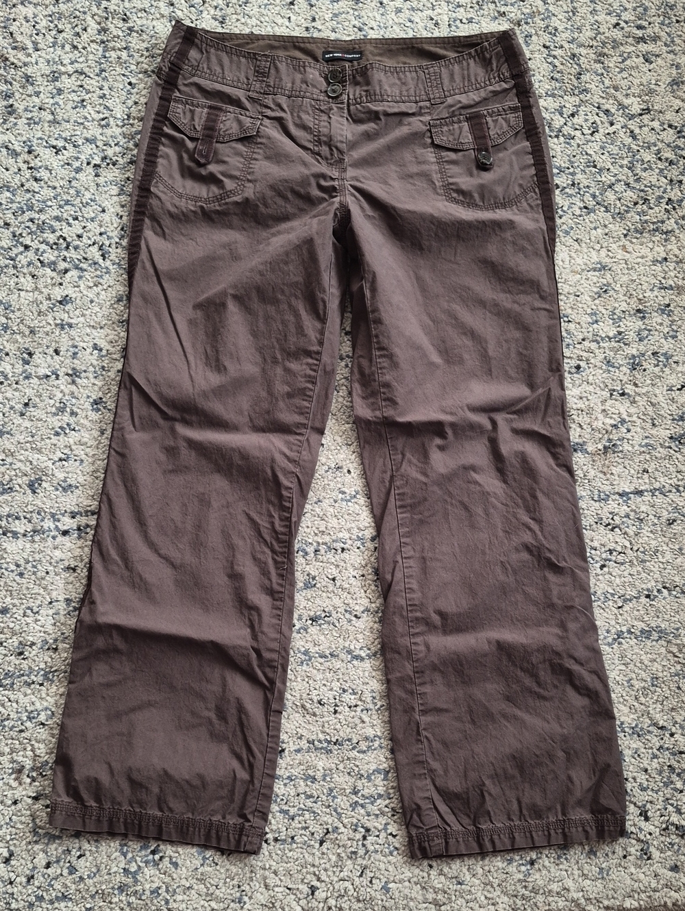 New York & Company Brown Cotton Straight-Leg Pants